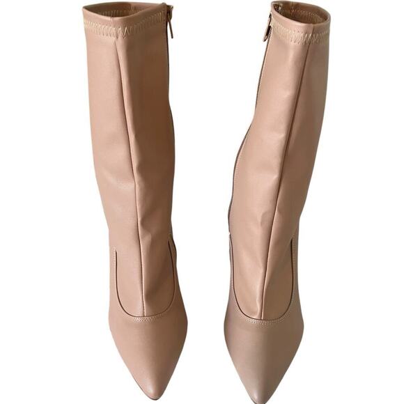 Mona Women Nude Pointed Boots Lucite Clear Block Heel Size MX 6 US 9 NWOB - Picture 2 of 6